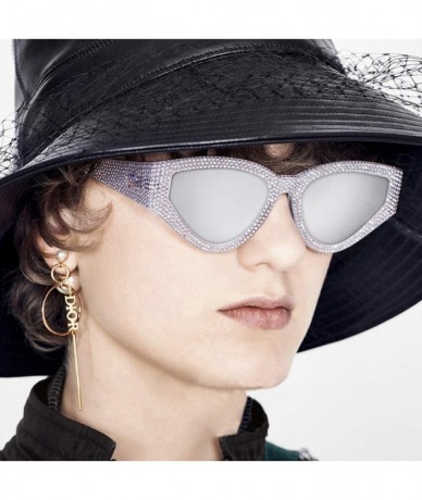 Oval Fashion Diamond Sunglasses Unisex-Shade Glasses Cat Eye Mirror Lens-Sturdy Frame - A - C81905Z2GW2 $36.40