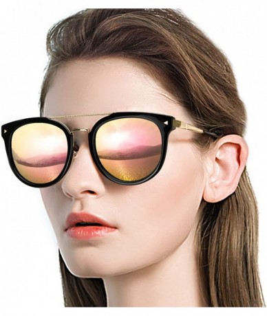 Round Cat Eye Sunglasses for Women Fashion-Vintage Retro Stylish Polarized Eyewear 100% UV Protection - 304-golden - CY18XKA9...