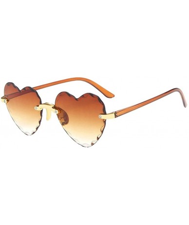 Rimless Women Metal Heart Shaped Frameless Glasses-Retro Classic Trendy Stylish Sunglasses - C - CK190HHAQOQ $16.68