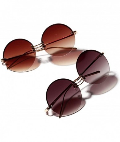 Round 2020 Retro Round Metal BorderlHip Hop Clear Color Lens Festival Fashion Gradient Sunglasses - As Picture Show - CJ197Y7...