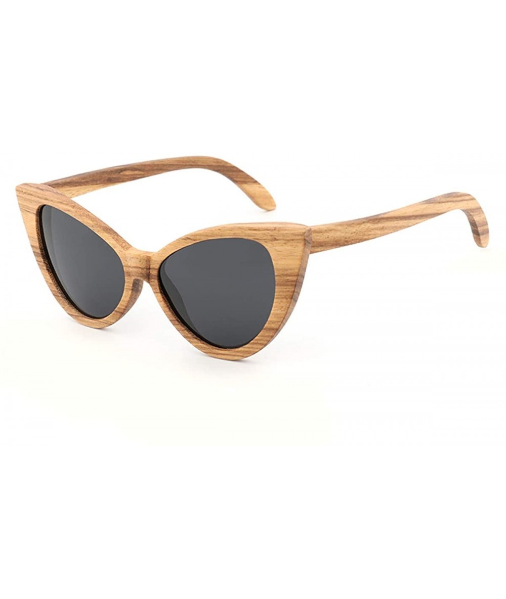 Oversized Sunglasses Solid Handmade Bamboo Wood Sunglasses For Men & Women with Polarized Lenses CH3034 - Black - CZ18Y776XNH...