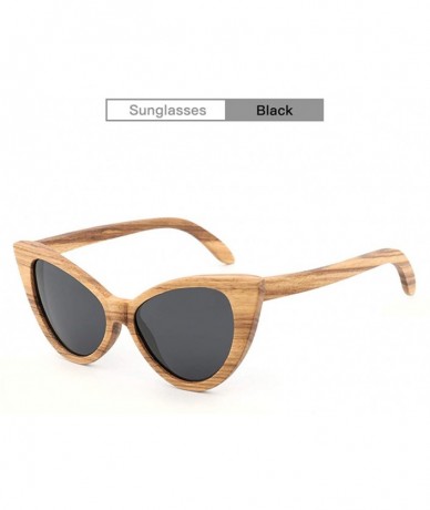 Oversized Sunglasses Solid Handmade Bamboo Wood Sunglasses For Men & Women with Polarized Lenses CH3034 - Black - CZ18Y776XNH...