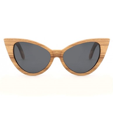 Oversized Sunglasses Solid Handmade Bamboo Wood Sunglasses For Men & Women with Polarized Lenses CH3034 - Black - CZ18Y776XNH...