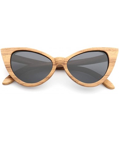 Oversized Sunglasses Solid Handmade Bamboo Wood Sunglasses For Men & Women with Polarized Lenses CH3034 - Black - CZ18Y776XNH...