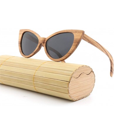 Oversized Sunglasses Solid Handmade Bamboo Wood Sunglasses For Men & Women with Polarized Lenses CH3034 - Black - CZ18Y776XNH...