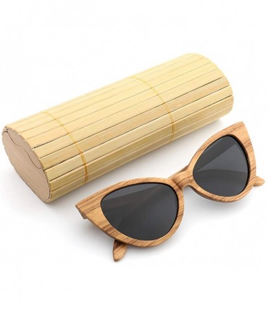 Oversized Sunglasses Solid Handmade Bamboo Wood Sunglasses For Men & Women with Polarized Lenses CH3034 - Black - CZ18Y776XNH...