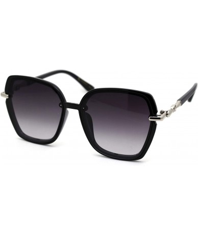Butterfly Womens Designer Chic Luxury Metal Jewel Arm Butterfly Sunglasses - Black Silver Smoke - C618XI56Y4U $12.67