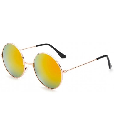 Round New Multi Mirror Sunglasses Women Unisex Men Round Sun Glasses UV400 Protection Female - Orange - CM17Y073Z5G $7.43