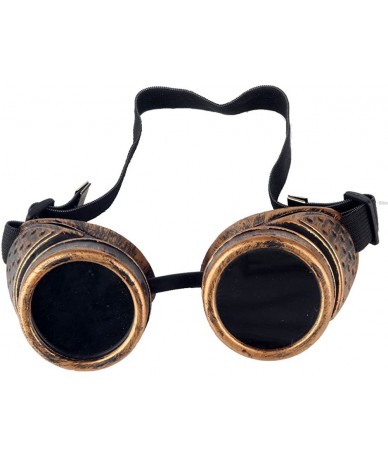 Round Rave Festival Kaleidoscope Cosplay Black Lens Steampunk Goggles Glasses - Brass - CY18T5C8MXT $12.66