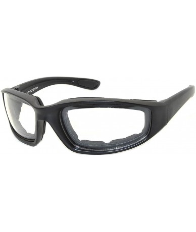 Goggle Motorcycle Padded Foam Glasses Smoke Mirror Clear Lens - Blk_cler - CB12NYLPZVY $20.13