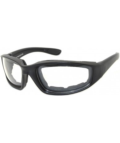 Goggle Motorcycle Padded Foam Glasses Smoke Mirror Clear Lens - Blk_cler - CB12NYLPZVY $8.15