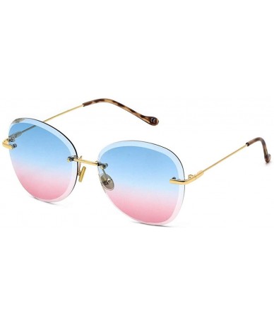 Aviator Frameless big frame trimmed sunglasses- ladies fashion 2019 new - D - CA18S6QOHR5 $39.57