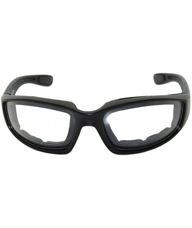 Goggle Motorcycle Padded Foam Glasses Smoke Mirror Clear Lens - Blk_cler - CB12NYLPZVY $8.15