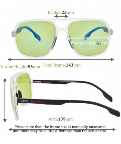 Oversized Lightweight Sunglasses Polarizing Women SH2002 - Transparent Frame - CM193UZ5E84 $20.68