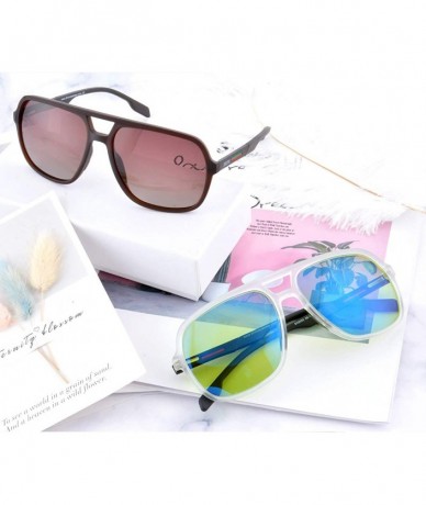 Oversized Lightweight Sunglasses Polarizing Women SH2002 - Transparent Frame - CM193UZ5E84 $20.68