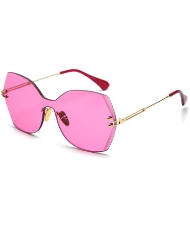 Oversized Oversized Square Sunglasses New 2019 One Piece Lens Big Frame Sun glasses For Women UV400 with box - Rose - C718Q0D...