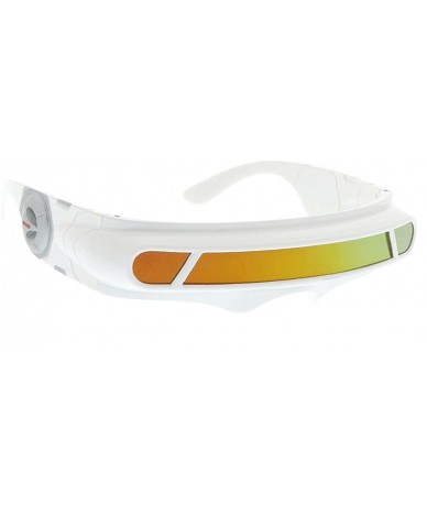 Goggle Futuristic Cyclops Wrap Around Sunglasses - White- Red/Orange Revo - CN1862ADM3O $22.79