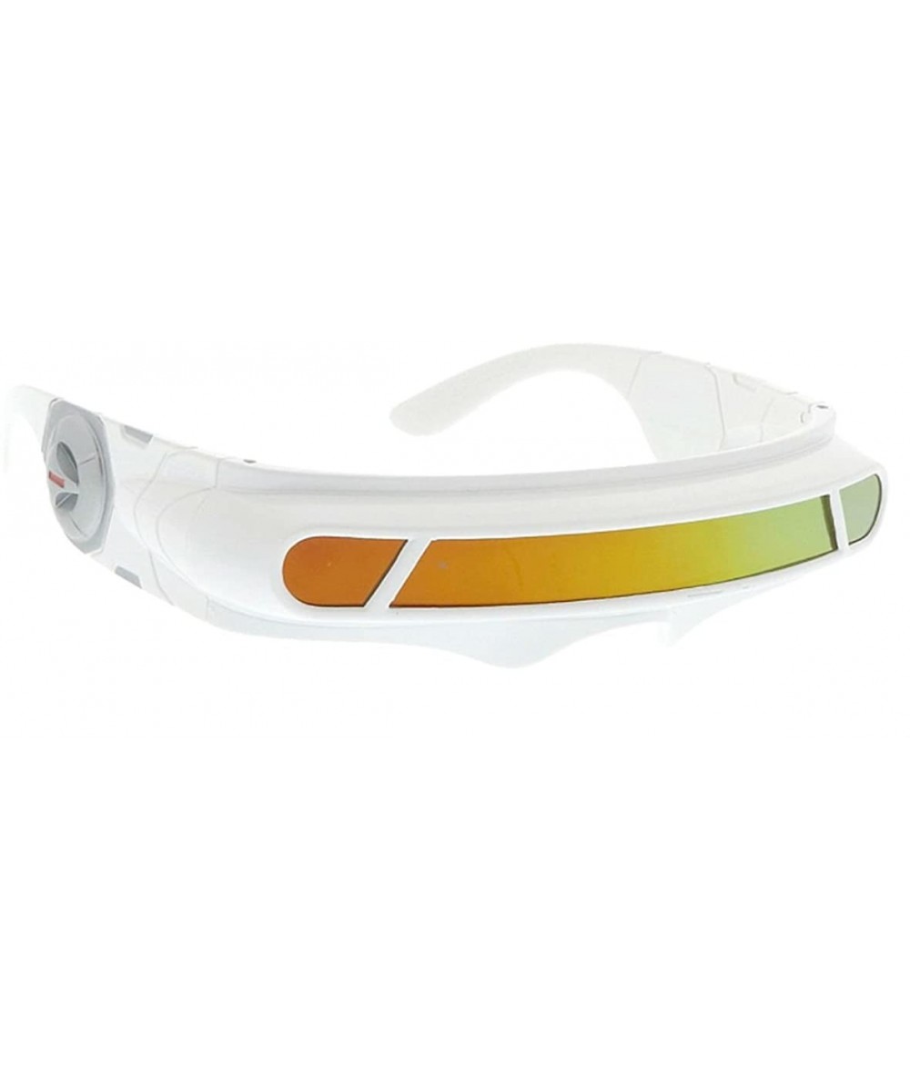 Goggle Futuristic Cyclops Wrap Around Sunglasses - White- Red/Orange Revo - CN1862ADM3O $12.54
