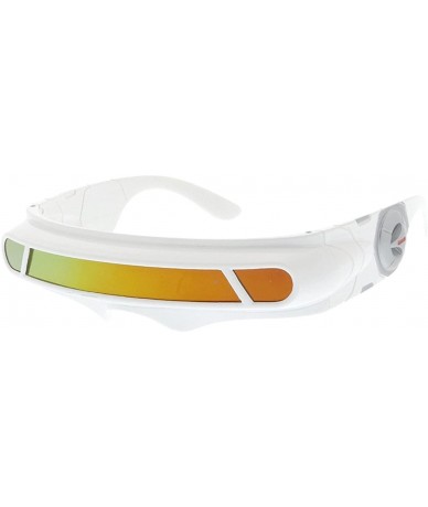 Goggle Futuristic Cyclops Wrap Around Sunglasses - White- Red/Orange Revo - CN1862ADM3O $12.54