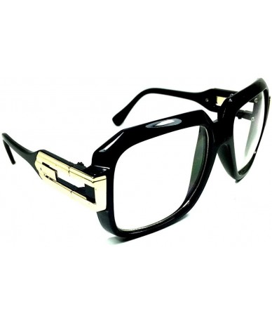 Oversized Gazelle Cosa Nostra Sunglasses w/Clear Lenses - Black & Gold Frame - CM17YCGIOQG $25.73