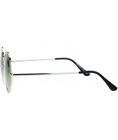 Round Unisex Double Frame Hippie Round Circle Lens Pimp Sunglasses - Silver Purple - C112L9XN1CH $14.71
