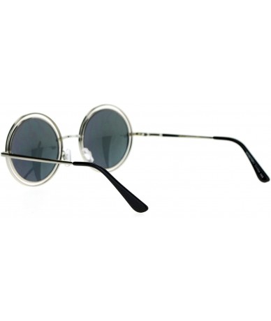 Round Unisex Double Frame Hippie Round Circle Lens Pimp Sunglasses - Silver Purple - C112L9XN1CH $14.71