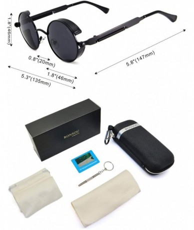 Goggle Steampunk Style Round Vintage Polarized Sunglasses Retro Eyewear UV400 Protection Matel Frame - CM17YT0NYE4 $13.60