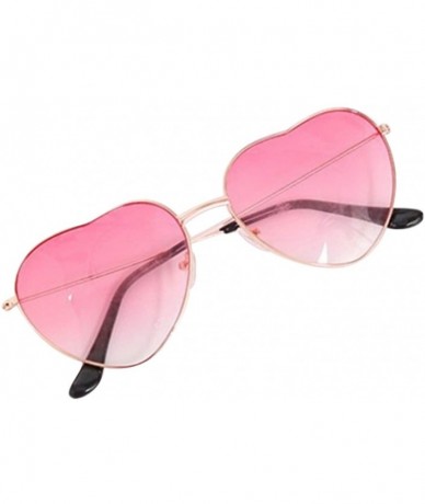 Goggle Women's Metal Frame Mirrorred Cupid Heartshaped Sunglasses - Gold Lens/Pink Frame - CP18WRI25ZY $8.29