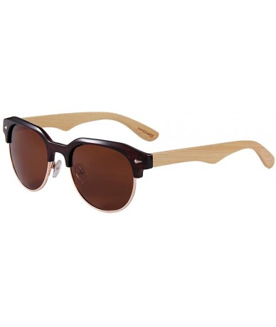 Oval Real Wood Polarized Sunglasses - CN18SM9OO7C $21.19
