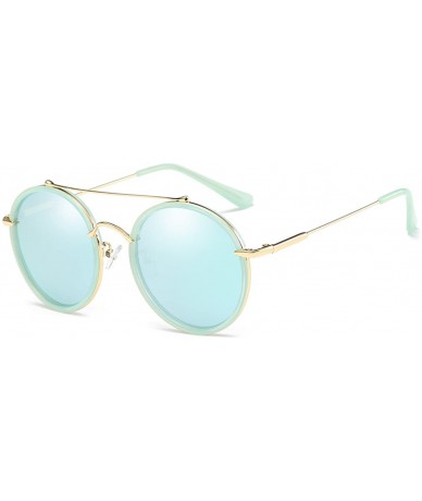 Round Polarized Sunglasses Mirrored Designer - Cyan - C11845RN5L0 $19.76