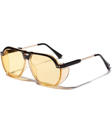 Oval Fashion Men's and Women's Resin lens Candy Colors Sunglasses UV400 - Yellow - CW18NEZZWX2 $12.14