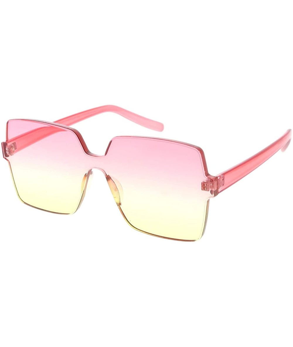 Aviator Frameless Squared Frame 80s Fashion Aviator Sunglasses - Pink - CI18UDREUHX $10.95