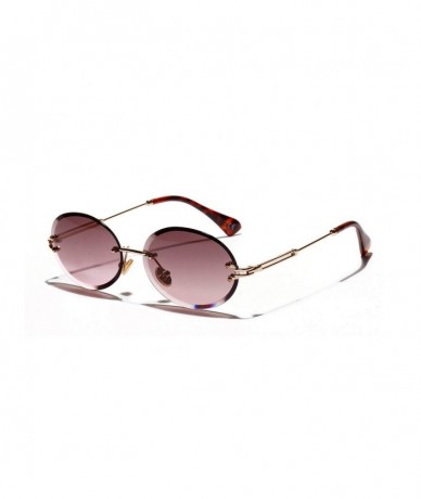 Square 1Pair Diamond Cut Retro Oval Sunglasses Female Borderless Glasses Decor Gifts - Purple - CZ199QIKDGI $19.61
