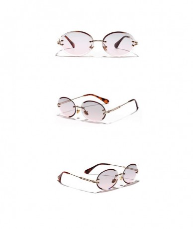 Square 1Pair Diamond Cut Retro Oval Sunglasses Female Borderless Glasses Decor Gifts - Purple - CZ199QIKDGI $7.26