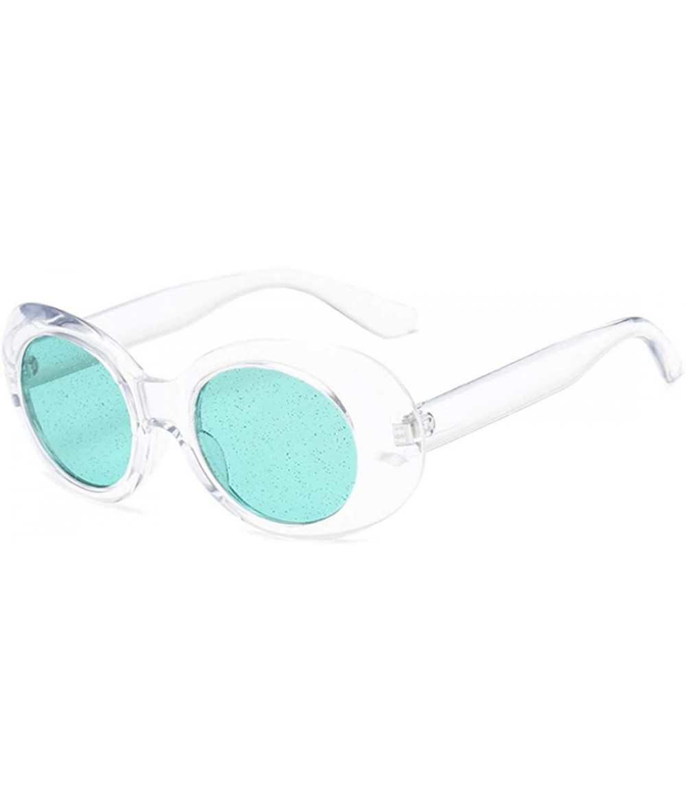 Cat Eye Women's Cat Eye Sunglasses Retro Oval Oversized Plastic Lenses glasses - White Green - CF18NS84AE6 $7.68