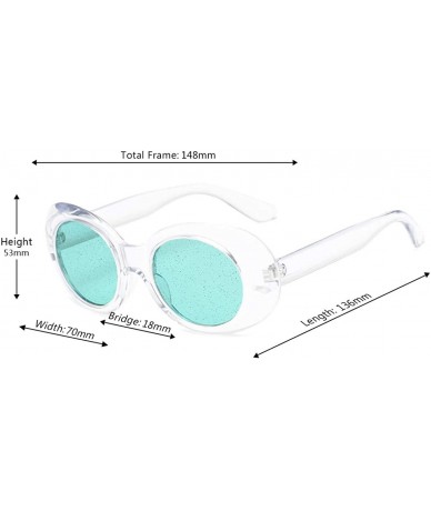 Cat Eye Women's Cat Eye Sunglasses Retro Oval Oversized Plastic Lenses glasses - White Green - CF18NS84AE6 $7.68