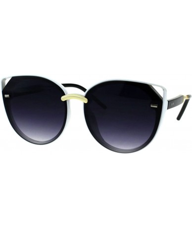 Oversized Designer Fashion Womens Sunglasses Round Cateye Frame UV 400 - White (Smoke) - CE18GD4G6Y3 $8.51