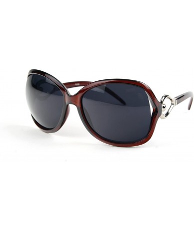 Oversized Women Oversized Trendy Fashion Sunglasses P2039 - Brown-smoke Lens - CL11BS1VDN5 $34.09