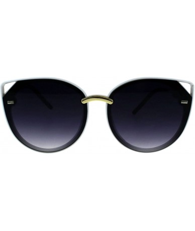 Oversized Designer Fashion Womens Sunglasses Round Cateye Frame UV 400 - White (Smoke) - CE18GD4G6Y3 $8.51