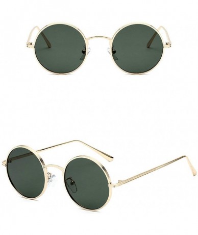Round Fashion Punk Style Small Round Sunglasses Lady Vintage Men Metal Full Frame Sun Glasses UV400 - Gold Green - C718RKGE2L...