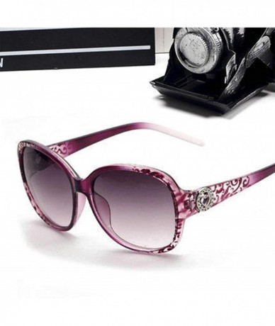 Oval Classic style Hollow Round Heart Sunglasses for Women Plate Resin UV400 Sunglasses - Purple(pattern) - C618SAT8AKK $18.61