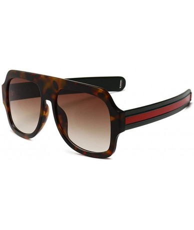 Oversized Men Retro Oversized Sunglasses 2019 Classic Brand Designer Unisex Black - Leopard - CV18XE9O6Y7 $18.43