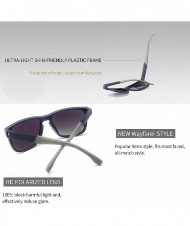 Oversized Unisex Polarized Sunglasses Stylish Sun Glasses with Spring Hinges - Blue Frame (Matte Finish)/Grey Gradient Lens -...