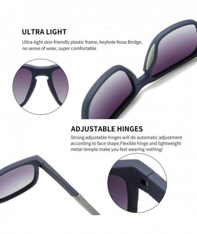 Oversized Unisex Polarized Sunglasses Stylish Sun Glasses with Spring Hinges - Blue Frame (Matte Finish)/Grey Gradient Lens -...