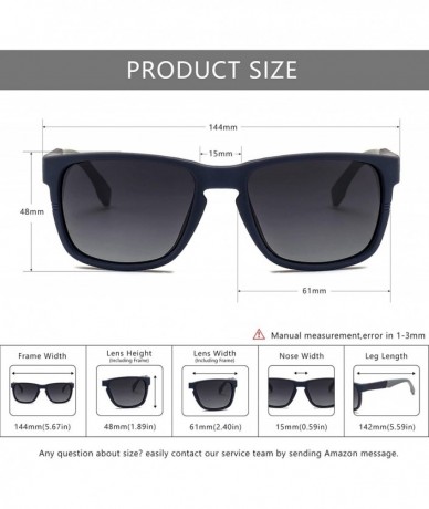 Oversized Unisex Polarized Sunglasses Stylish Sun Glasses with Spring Hinges - Blue Frame (Matte Finish)/Grey Gradient Lens -...