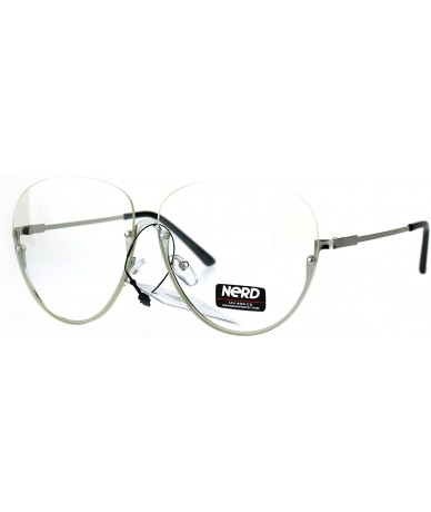 Butterfly Womens Oversize Granny Upside Down Half Rim Clear Lens Eye Glasses - Silver - CC182H5HMQZ $14.83