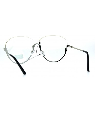 Butterfly Womens Oversize Granny Upside Down Half Rim Clear Lens Eye Glasses - Silver - CC182H5HMQZ $14.83