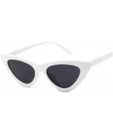 Cat Eye Retro Fashion Sunglasses Women Vintage Cat Eye Black White Sun Glasses UV400 Oculos - White Gray - CW1985GLDCK $26.66