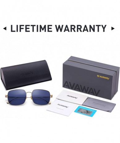 Square Fashion Oversized Sunglasses for Women Polarized UV Protection Lens Metal Frame - Blue - CK18TYUKWKD $41.62