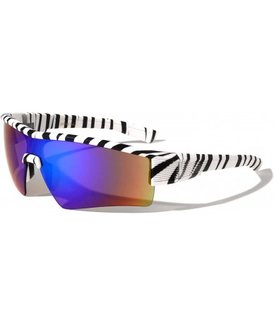 Sport Rimless Sports Shield Graffiti Sunglasses - Purple Zebra - CT197LS5IC7 $16.12